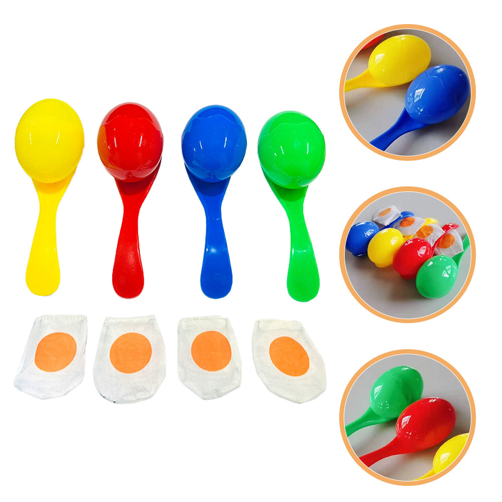 Party Games Kids Outdoor - 4Sets Colorful Balance Spoon Egg Training