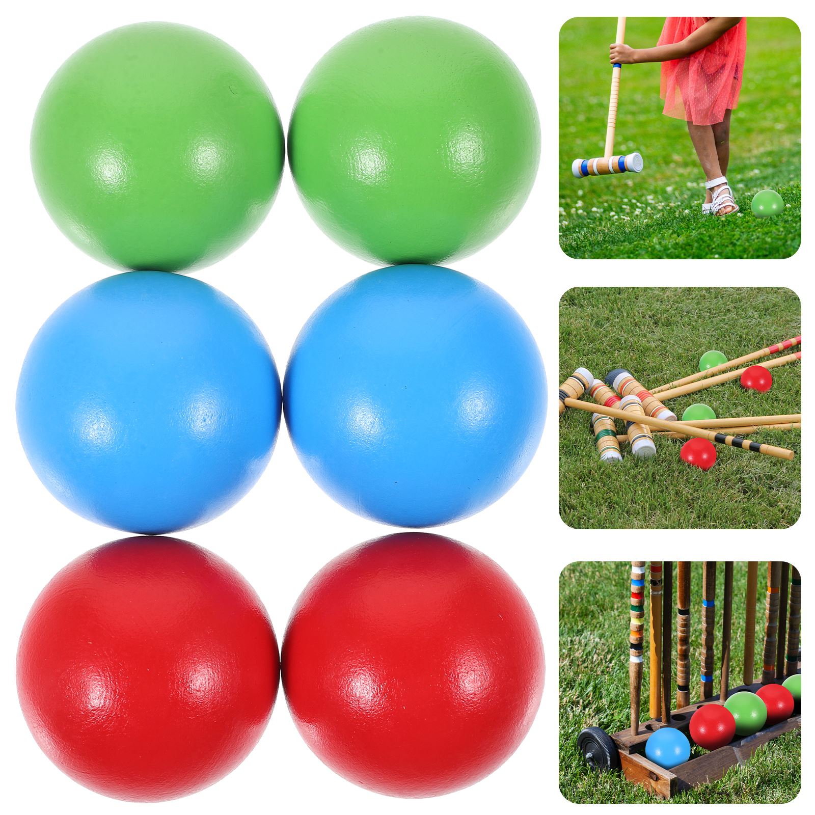 Bocce Ball Lawn - 6Pcs Croquet Wooden Ball Set Children'S