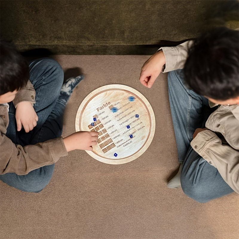 Party Games For Adults - 1 Wooden Farkle Dice Tray with