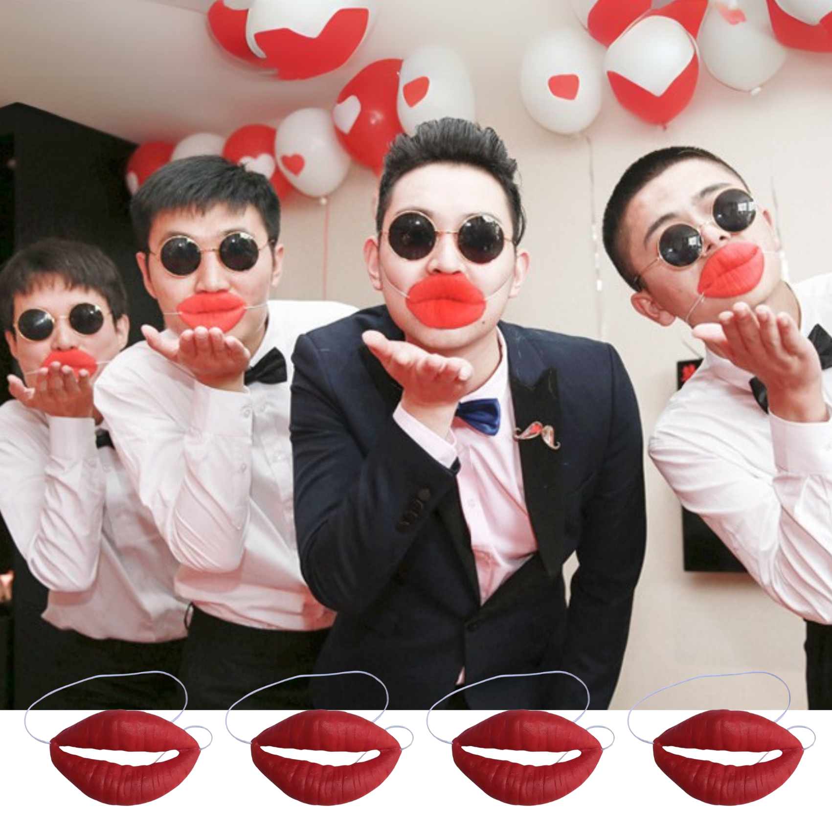 Party Games Adults Indoor - 4pcs lips props, wedding game to