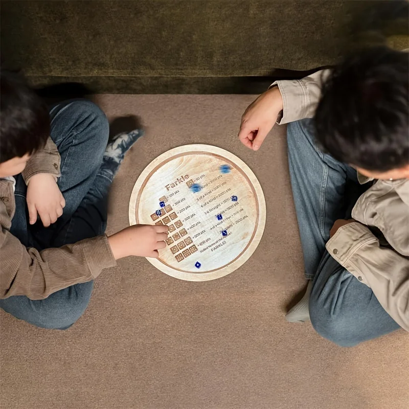 wooden Farkle dice tray with 6 - Party Games Board Game ulasan dan harga